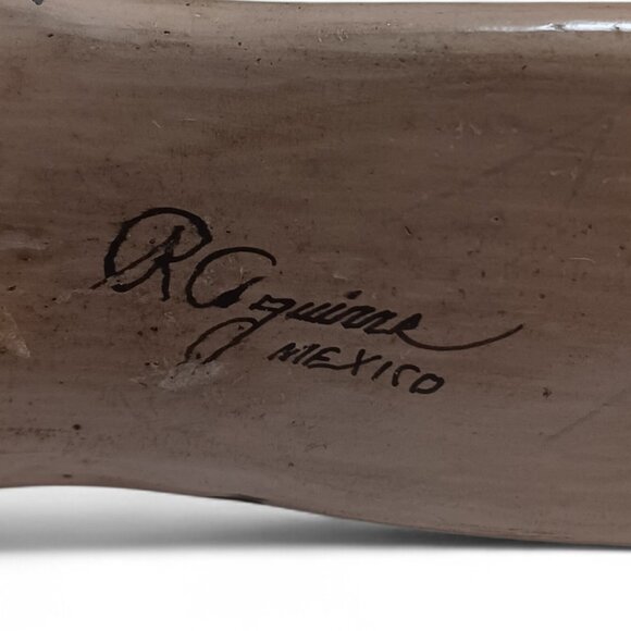 Signed R. Aguirre Tonalá Mexican Pottery Bird  Mid-Century Hand-Painted Folk Art - Picture 14 of 15